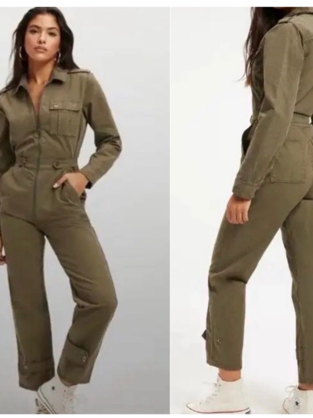 Good American Olive Green Utility Jumpsuit
